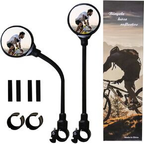 Bike Mirror, Bike Rearview Mirror Handlebar Convex Rear View Mirror Adjustable Rotatable Scratch Resistant Shockproof Safety Mirror Universal for Mountain Road Bike Bicycle E-bike Motorcycle(2PCS)