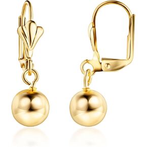 Barzel 18K Gold Plated Dangling Ball Drop Earrings, 8-12mm Sizes, Gold Plated, Tarnish Free, Made in Brazil