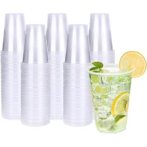 YEEHAW Plastic Cups 16 oz - 240 Pack, Disposable Clear Plastic Cups, Cold Party Drinking Cups, Transparent Plastic Cups Bulk for Ice Cream, Disposable Cups for Wedding,Party