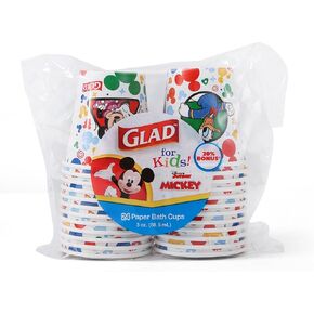 Glad for Kids Disney Mickey and Friends 3oz Mini Paper Bathroom Cups for Kids, Disney Paper Cups, Kids Bathroom Cups, Mouth Rinse Cups for Kids, 3oz Paper Cups 20 Ct in Kuwait