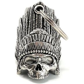 Bravo Bells Indian Skull Bell - Biker Bell Accessory or Key Chain for Good Luck on the Road