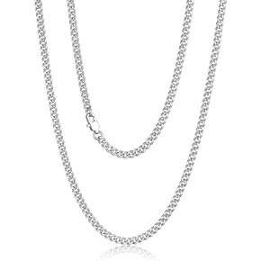 HEXALOVA Cuban Link Chain for Men Silver Chain for Men Stainless Steel Necklace for Men Women Boys Cuban Chain Necklace, Silver Toned Mens Chain Necklaces 18, 20, 22, 24, 26 Inch