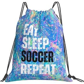 Qiohoey Eat Sleep Gymnastics Repeat Drawstring Backpack Gym String Bag Sports Drawstring Sackpack For Women Men