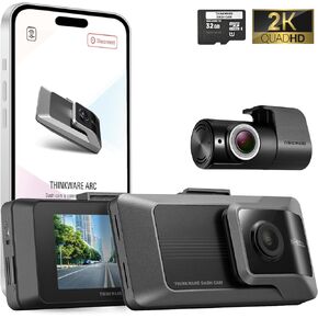 2024 New THINKWARE ARC Dash Cam with Smart Driving Alert System, 3X Energy Saving, 1440P+1440P Front and Rear, Wi-Fi, Super Night Vision, 24/7 Parking Mode (Free 32GB Card, Hardwiring, 12V Cable, GPS)