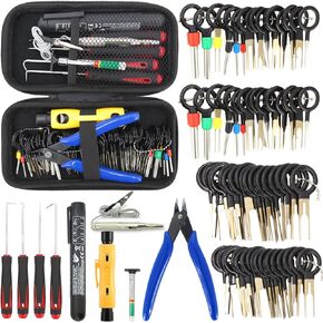 91pcs Auto Terminal Extractor Removal Tool Kit, Terminal Ejector, Wire Connector Pin Release Extractor, Cable Cutter Pliers; Cable Stripper, Pick Hook Set, Brake Fluid Tester, Car Light Circuit Tester