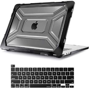 حافظة MOSISO متوافقة مع جهاز MacBook Pro مقاس 16 بوصة إصدار 2020 2019 A2141 مع شريط اللمس ومعرف اللمس، حافظة صلبة من البلاستيك عالي التحمل مع مصد TPU وغطاء لوحة المفاتيح، أسود
