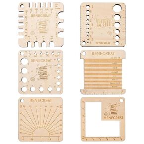 BENECREAT Spinning Control Card with Angle and Scale, Multifunctional Wood Knitting Needle Gauge and Ruler for Spinners Yarn Measuring Tools Crochet Accessories