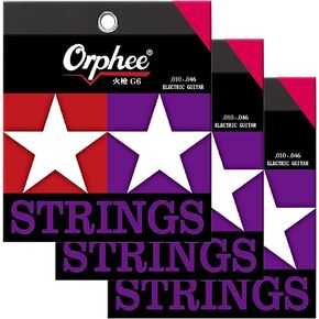 Rockhouse Guitar Strings, Coated Nickel Wound Electric Guitar Strings Light, 10-46 (RH-G6, 3-pack)