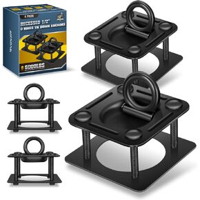 XIEKRAB 4Pcs D Ring Tie Down Anchors|1/2"Recessed D-Rings Trailer Tie Down for Heavy Duty Trailer Tie downs for Trailer accessories Trucks RV Boats Camper Pick up Trailer Truck Bed (6000 lbs Capacity)