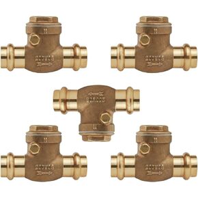 Midline Valve 622S223-5 Swing Check Valve, Backflow Prevention, 1 in. Press Connections, Cast Brass (5 Pack), 1