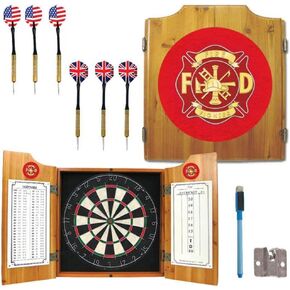 Fire Fighter Wood Dart Cabinet Set