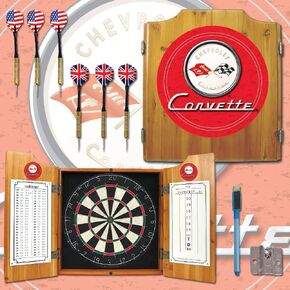 Trademark Corvette C1 Dart Cabinet Includes Darts and Board (Red)