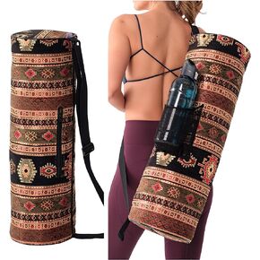 Wom Hands Light Weight Yoga Mat Bag for standard types and Thick (0.5 inch) Exercise Yoga Mat, Authentic Local Design Yoga mat carrier with Adjustable strap and Large Pocket for Women