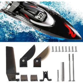 RC Boat Parts, Steering Tail Rudder Parts Set + Turn Fin Parts Set Turn Fin Assembly Parts Accessory Fits for Ft012 Brushless RC Boat