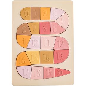 Silicone Number Puzzles for Toddlers, Montessori Educational Learning Toys for Boys and Girls, Colorful Counting 1-20 Peg Puzzle for Preschool Kids Age 3+ (Pink)