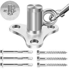 iklekione Dog Tie Out Stake -304 Stainless Steel Outdoor Anti-Rust Ground Anchor for Large Dogs Weighing Up to 220 Pounds, Including Concrete and Timber Mounting Hardware(Silver)