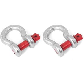 Rugged Ridge | D-Ring Shackle Kit, 7/8 inch, Silver with Red pin, Steel, Pair | 11235.03