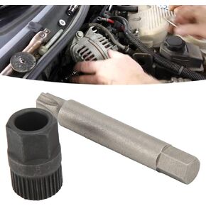 Alternator Pulley Drill Bit Kit, Alternator Pulley Wrench Kit 33 Teeth Spline Socket Drill Bit Puller Remover Tool Replacement for Bosch Alternators