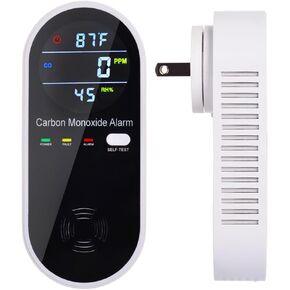 3-in-1 Carbon Monoxide Detector, Carbon Monoxide Detector Plug in Wall with Temperature & Humidity Display, CO Alarm Monitor with Color LCD Display, Accurate & Easy to Install