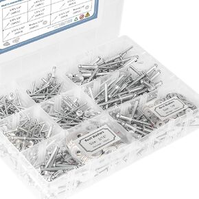 ZKENIRD 600PCS Rivets Assortment Kit, 8 Sizes Pop Rivets with 2 Size Washers, Pop Rivets Assortment Kit, Blind Rivets Assortment, Metal Rivets, Aluminum Grip and Steel Mandrel, Pop Rivets