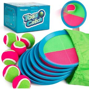 Toss and Catch Ball Set for Toddlers, Kids and Adults - Classic Kids Toys Outdoor Indoor - Sturdy & Water-Resistant, Great Game for Beach, Pool and Yard - Easter Basket Stuffers Gift for Boys Girls