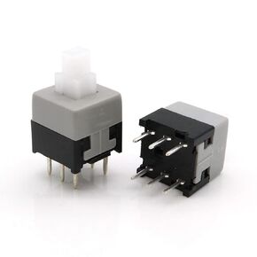 100PCS 5.8X5.8mm 6Pin Push Tactile Power Micro Switch Self Lock On/Off Button Latching Switch