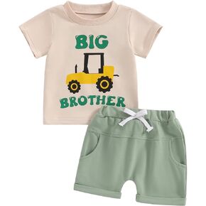 Kuriozud Big Brother Little Brother Matching Outfits Toddler Baby Boy Romper and T Shirt Shorts Set Summer Clothes