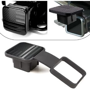 Flygun 1 PC Car Trailer 2" Square Mouth Hitch Cover, 3.1" x 7.5" TPU American Flag Personalized High Mouth Receiver Tube Plug Cover, Patriotic Decorative Accessory Compatible with Most Cars (Black)