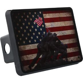 Rogue River Tactical USA Flag Iwo Jima Trailer Hitch Cover Plug US Patriotic Veteran WW2 Memorial
