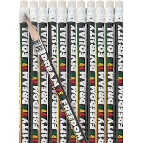 Fun Express Colors Of Diversity Pencils for Kids - 24 Pack Bulk with Dream Freedom Message