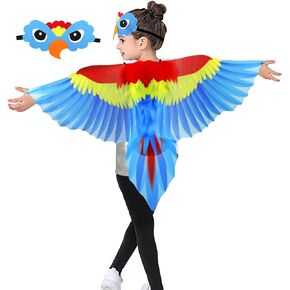 Bird-Costume-Parrot-Wings for Kids with Bird Headbands, Boys Girls Eagle Dress-up Cape Halloween Party Favors Gifts