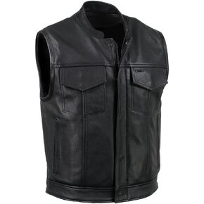 Milwaukee Leather USA MADE MLVSM5004 Men's Black 'Chaos' Premium Dual Closure Motorcycle Leather Vest