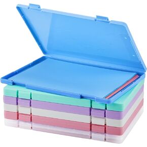 Zhanmai 6 Pcs Colorful A4 File Boxes Plastic Document Scrapbook Paper Storage Photo Storage Containers Portable Project Case Magazines Holder for Home School Office Supplies(12.7 * 9.3 * 0.8)