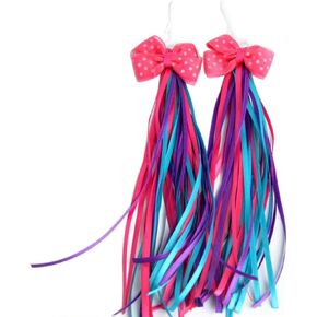 UPSTORE 1Pair Long 19cm/7.5inch Kids Children Scooter Bike Tassel Ribbon Handlebar Streamers Pom-pom Pair Bicycle Grips Sparkle Hand Grip Baby Carrier Decoration Accessories(Bow-Knot Style)