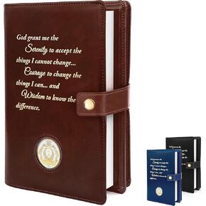 Double AA Big Book Cover & 12 Steps & 12 Traditions | by Galileo | Perfect Gift | Alcoholics Anonymous (Snap Button Closing/Navy Blue)