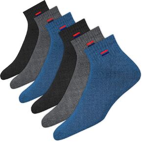 NAVYSPORT Men's Cotton Socks Athletic Quarter Socks for Running, Training, Casual Wear Pack of 6