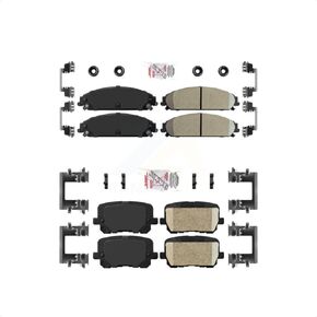 AmeriBRAKES Front Rear Ceramic Disc Brake Pads Kit For 2014-2018 Dodge Charger Pursuit with RWD 5.7L 370mm Rotor KNF-101595
