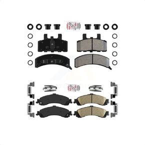 AmeriBRAKES Front Semi-Metallic Rear Ceramic Disc Brake Pads Kit For 2000 GMC Yukon Drum rear brakes With Dual Piston Caliper KNF-101633