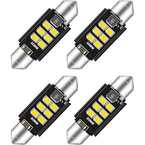 Fenikso 6418 6411 DE3425 C5W DE3423 36MM Festoon Canbus Error Free LED Interior Light Bulbs 9-60V 6000K Xenon White, Super Bright 6SMD Chips for Dome Map Door Courtesy License Plate Lights Pack of 4