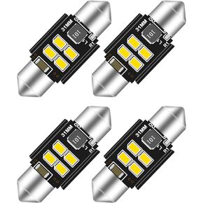 Fenikso 6418 6411 DE3425 C5W DE3423 36MM Festoon Canbus مصابيح إضاءة داخلية LED خالية من الأخطاء 9-60V 6000K زينون أبيض، رقائق 6SMD فائقة السطوع لباب خريطة القبة وأضواء لوحة الترخيص حزمة من 4