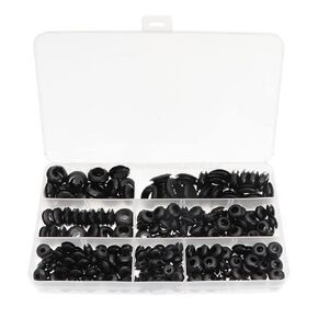 Xokipol 260 Pcs Rubber Grommet Kit Set of 7 Sizes, Firewall Hole Plug Ring Rubber Gasket for Plumbing, Hardware Repair, Automotive, Wiring, Plug and Cable