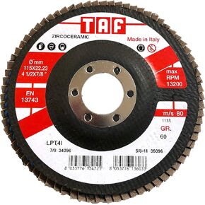 Bullard Abrasives 34096 Zirco-Ceramic متوسطة التحمل، دعامة من الألياف الزجاجية، أقراص Zirco-Ceramic، قرص T29 رفرف، 4-1/2 × 7/8، حبيبة 60، قرص طحن لمطاحن الزوايا (عبوة من 20 قطعة) in Kuwait