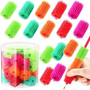 Pencil holder for Kids and Adults Colorful Pencil holder Fun Perfect Decompression Pencil Tools Pens Pencil Toppers Writing Pencil Holder for Kids Handwriting Reusable Spiky Pencil holder(25 Pcs)