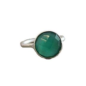 Natural Green Onyx Gemstone Sterling Silver Ring - Handmade Green Gem Rings for Women (6)