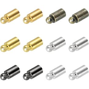 PATIKIL 50Pcs Cord End Caps, 3.6mm End Cap Barrel Beads Kumihimo End Caps Brass for Leather Cord, Tassels, Jewelry Making 9mm Length Multicolored