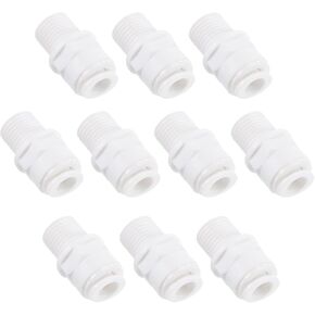 تطبيقات UHATa Quick Connector لنظام التنقية الصناعية - خيط ذكر G1/4 إلى أنبوب 1/4 بوصة 27 مم PE تركيب توصيل مستقيم - [الكمية 10 - أبيض] in Kuwait