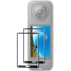 فيلم واقي شاشة BAOKZZOM Insta360 X4، واقيات شاشة تعمل باللمس مكونة من قطعتين لملحقات كاميرا Insta 360 X4، فيلم شاشة LCD من الزجاج المقسى، فائق الدقة، صلابة 9H مقاومة للخدش ومضادة لبصمات الأصابع