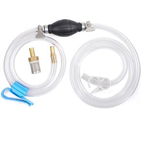 Fuel Transfer Pump Manual Siphon Pump Gas Siphon Pump for Gasoline, Oil, Diesel, Water, Liquid With 6.5Ft PVC Siphon Hose and Filter connector,Pinch Clip,Brass Tip Weight,Clamp (8mm)