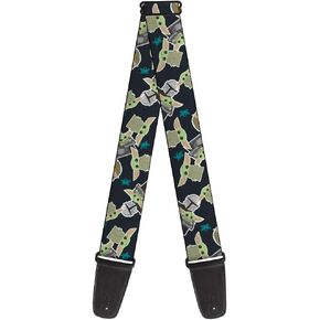 Buckle-Down Guitar Strap - Star Wars The Mandalorian The Child and Frog Icons Scattered Navy - 2" Wide - 29-54" Length