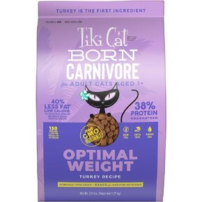 Tiki Cat Born Carnivore Optimal Weight, Turkey, Low-Calorie Grain-Free Baked Kibble to Maximize Nutrients, Dry Cat Food, 5.6 lbs. Bag